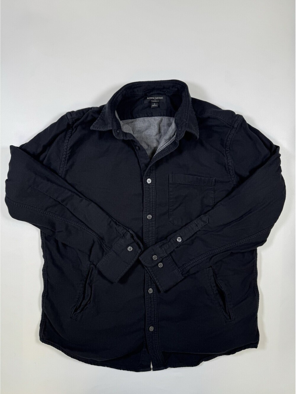 Banana Republic Shirt Jacket Mens L Black Cotton Standard Fit Shacket